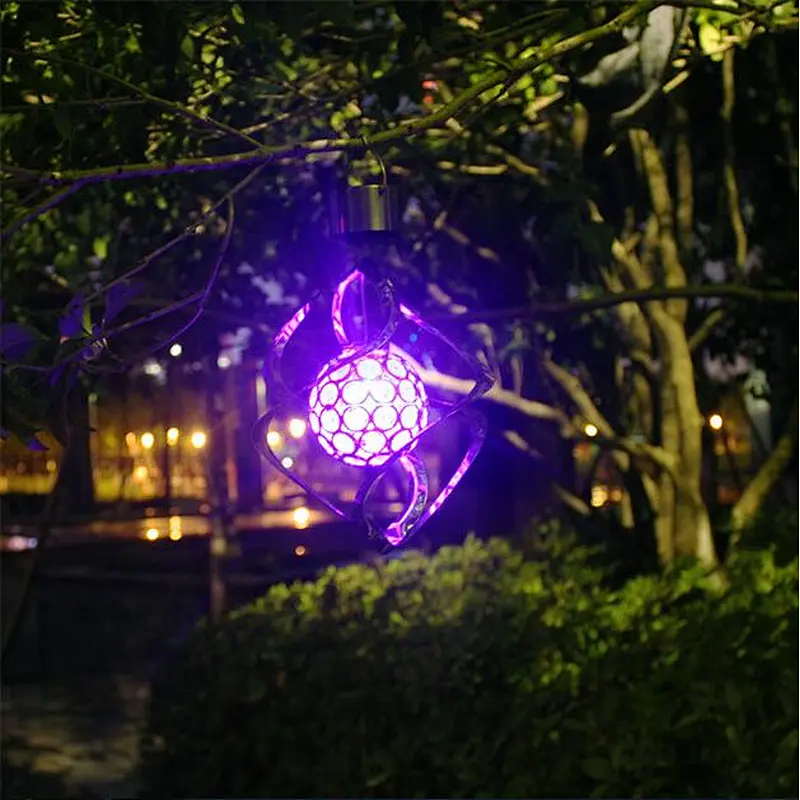 Decorative RGB waterproof IP65 lights LED wind chime spining light hanging solar outdoor light