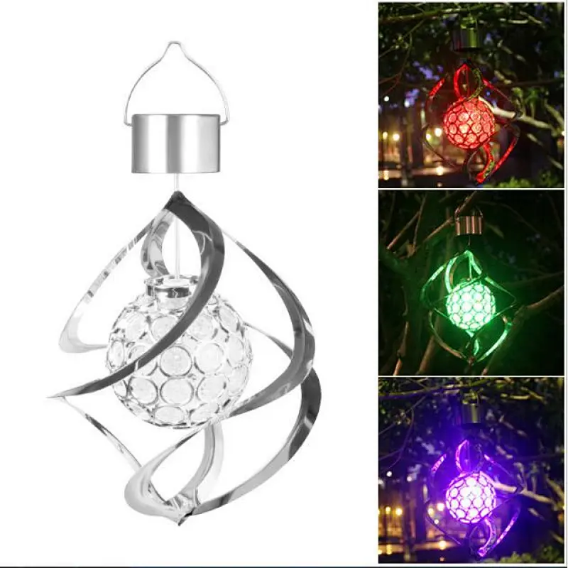 Decorative RGB waterproof IP65 lights LED wind chime spining light hanging solar outdoor light