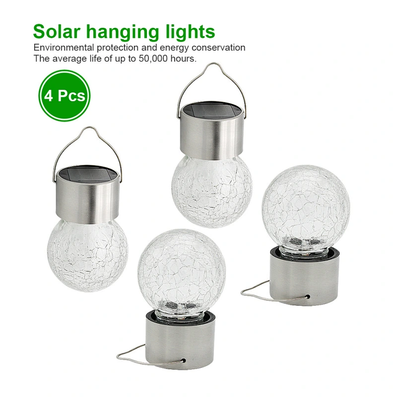 Christmas decorative outdoor RGB bulb glass crackle solar light