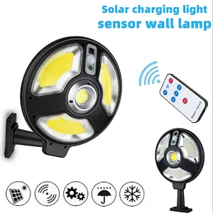 COB outdoor round remote control outdoor bright LED street light road path solar flood lights