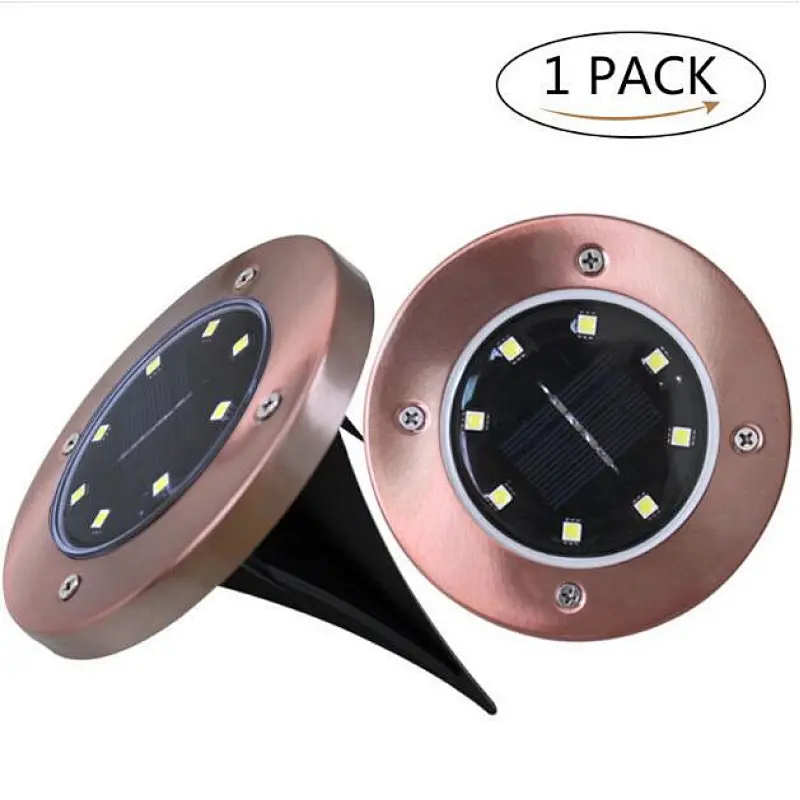 Bronze decorative lamp solar 8 LED street light pathway outdoor waterproof IP65 garden lights