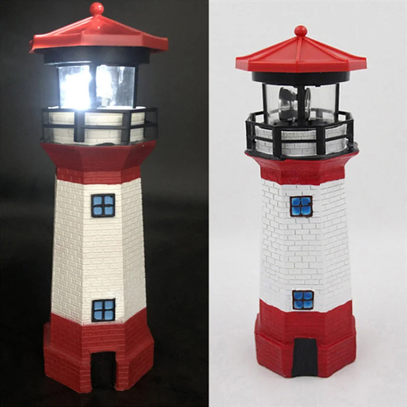 Artificial crafts red lighthouse garden lawn solar stand light indoor lights christmas