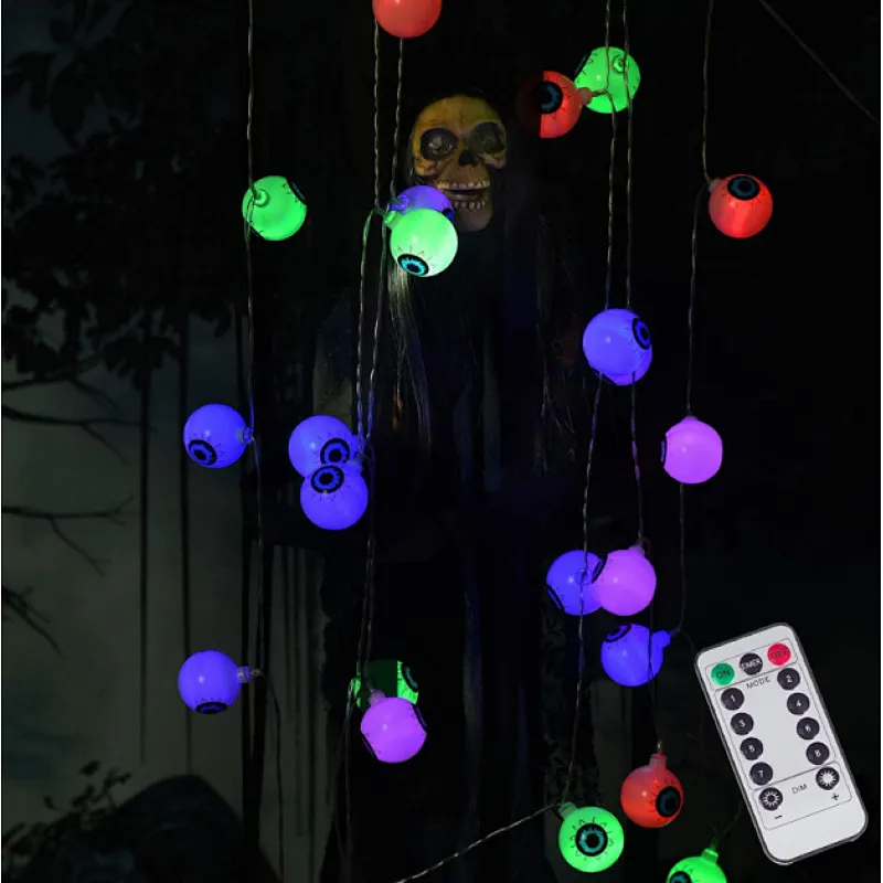 Halloween decoration LED battery operated outdoor 30cm 8 modes remote control 30 LED eyeball string lights