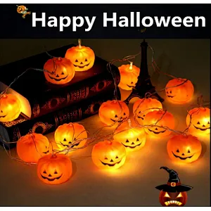Halloween 3D pumpkin LED light outdoor battery operated 1.5 meters 10 LED string lights