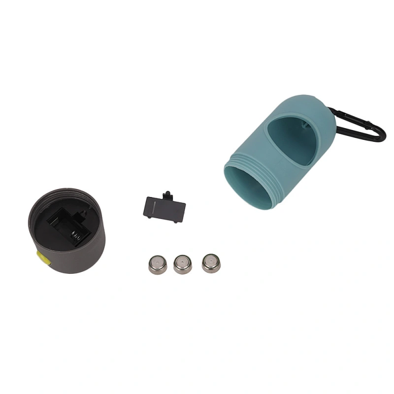 Dog poop bag dispenser flashlight with carabiner clip waste bags holder for dog leash