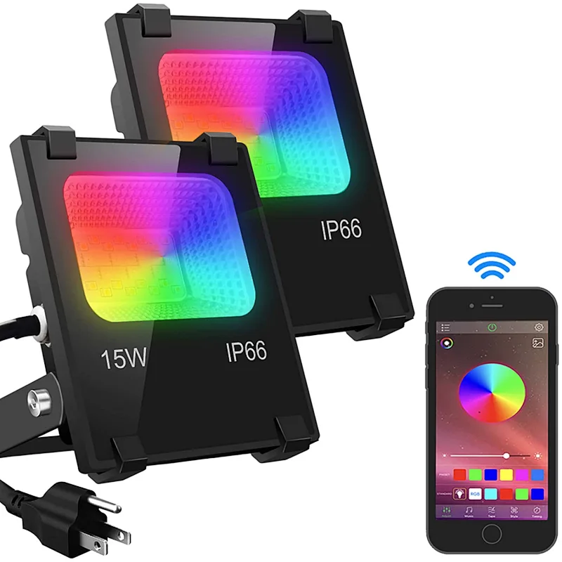 Outdoor color changing flood light IP66 waterproof bluetooth or remote control led work light