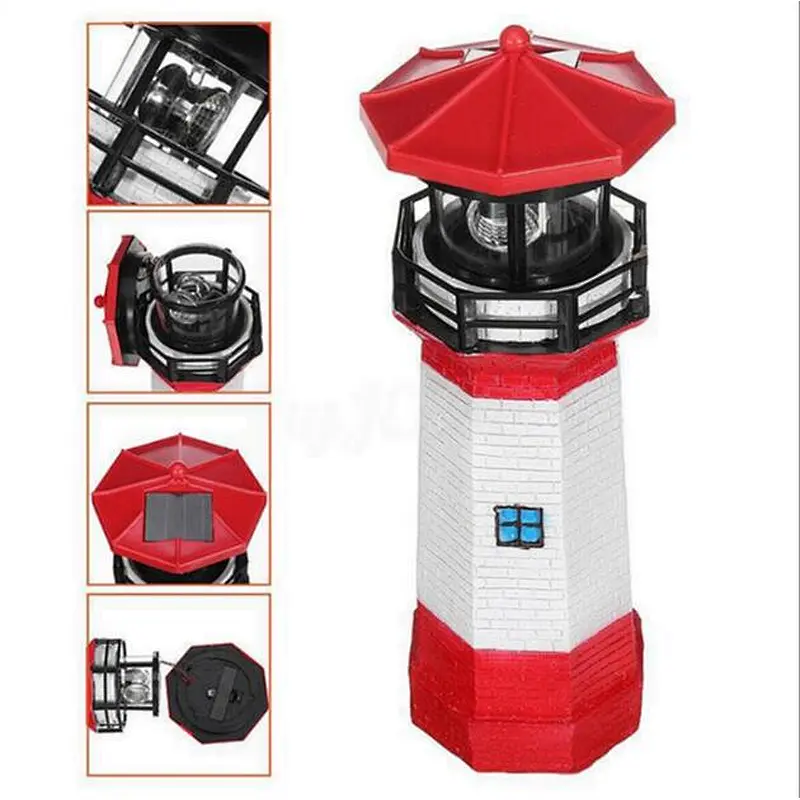 Artificial crafts red lighthouse garden lawn solar stand light indoor lights christmas