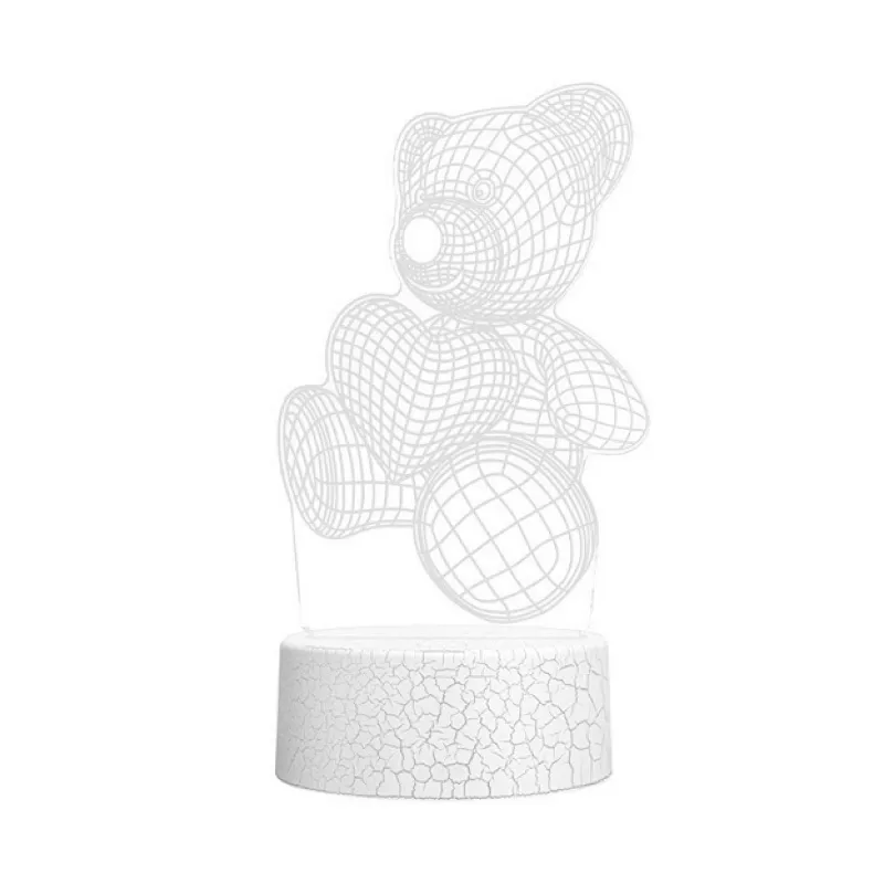 3D Teddy Bear Night Light 16 Colors Change Sleep Lamp Optical Illusion Lamp