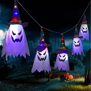 Halloween waterproof IP44 LED light hanging glowing ghost 3m 5pcs string lights