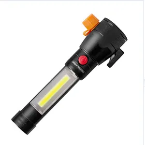 Self-defense security rechargeable tactical T6 torch ultra-strong telescopic LED zoom flashlights & torches With Life Hammer