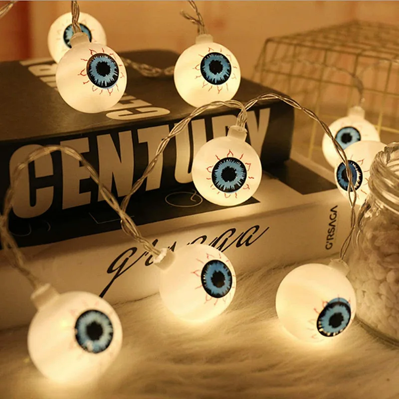 Halloween decoration LED battery operated outdoor 30cm 8 modes remote control 30 LED eyeball string lights