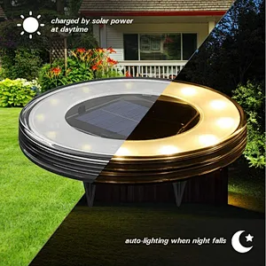 12 LED disk outdoor powered ground plug garden lights mini solar patio light