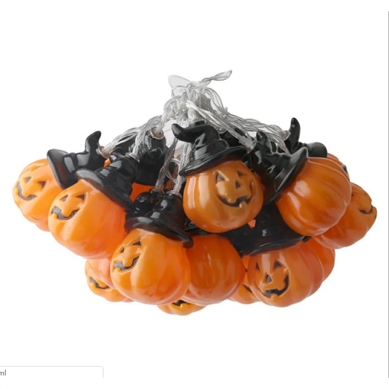 Halloween LED 3A battery operated smiley pumpkin 3.8 metres 20 LED outdoor string lights