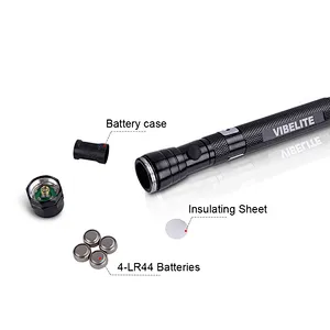3 LED aluminium alloy magnetic pickup flexible telescoping tool flashlight with hook