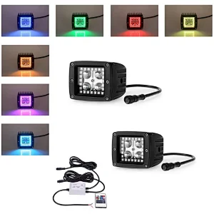 Cree 12w working light 12-24v driving lights with RGB halo ring amber white led work light