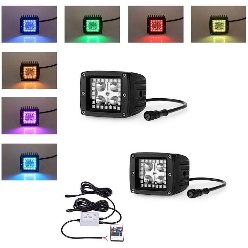 Cree 12w working light 12-24v driving lights with RGB halo ring amber white led work light