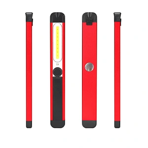 USB rechargeable red warning emergency led hand torch magnetic inspection lamp ultra slim cob work light