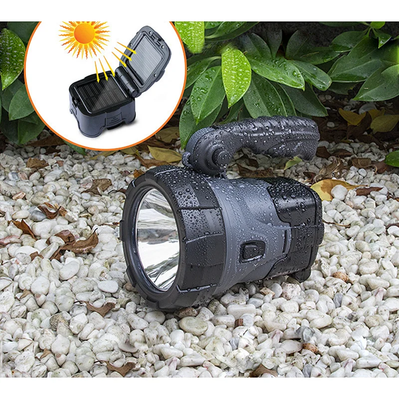 10W Solar power camping torch 2400mAh rechargeable lithium battery long range led flashlight