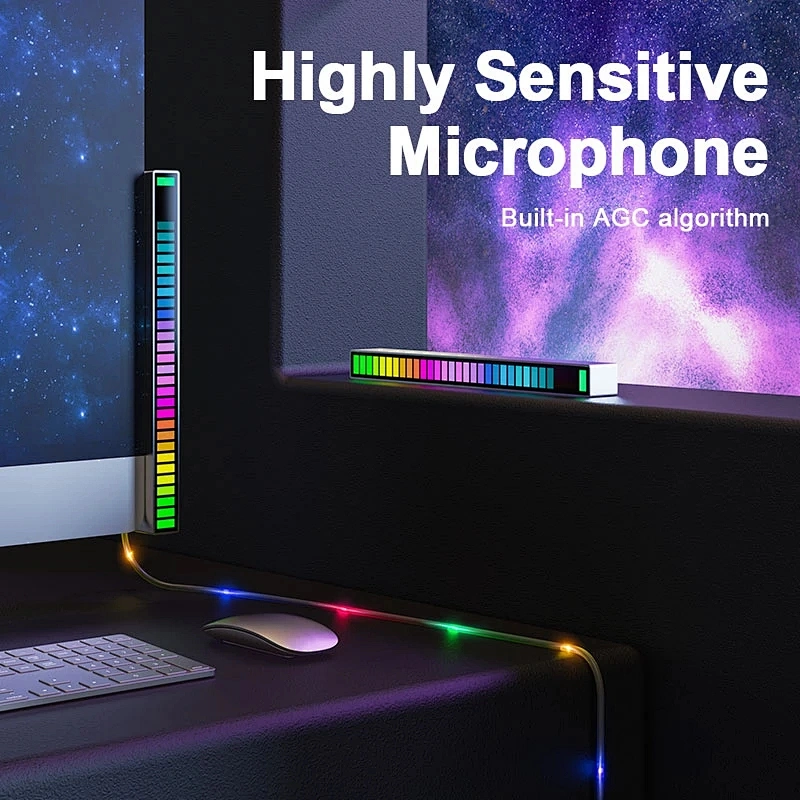 Colorful music rhythm night light custom club car 32 LED RGB type C sound control lights