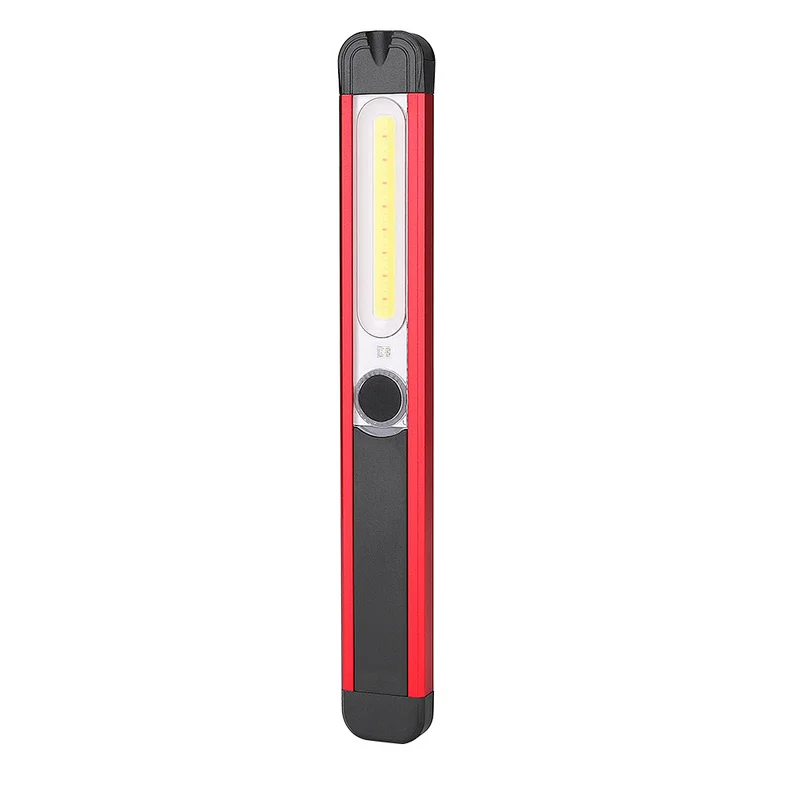 USB rechargeable red warning emergency led hand torch magnetic inspection lamp ultra slim cob work light
