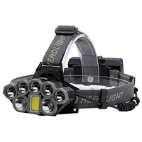 1COB+2T6+5XPE lamp beads usb rechargeable 8 led headlight 6 modes waterproof headlamp