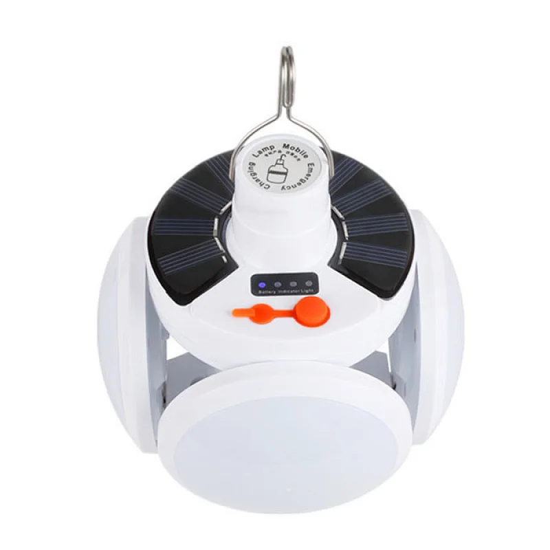 Portable hanging hook solar powered waterproof football tent LED camping lantern lamp