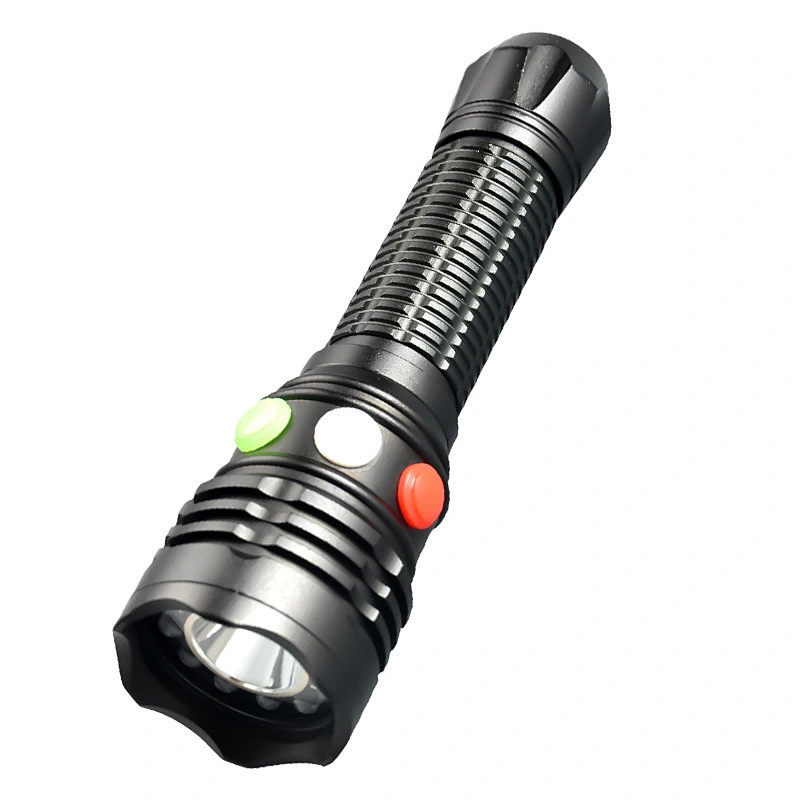 High quality red green white rechargeable powerful flashlights rechargeable for railway