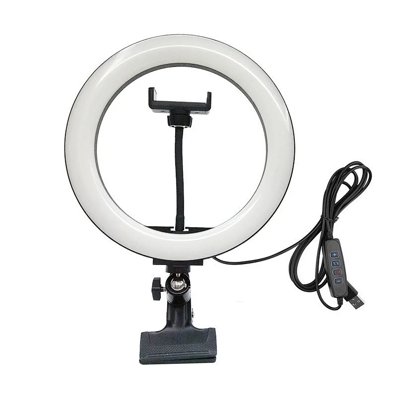 2900K-5600K dimmable video conference lighting kit with clip round led work light for remote working