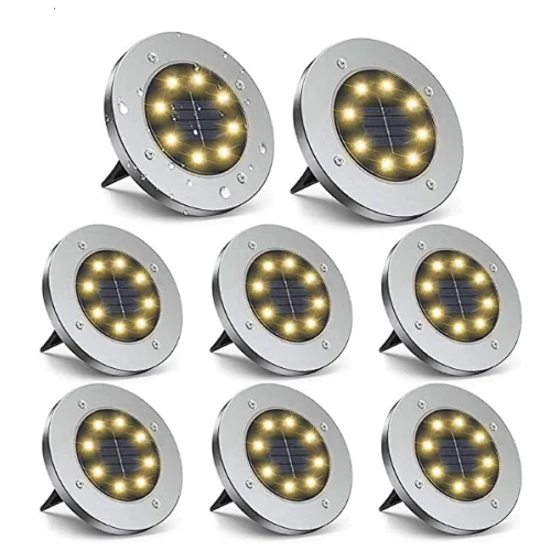 8 LED IP65 ground light landscape light for yard decoration Solar garden light disk outdoor waterproof