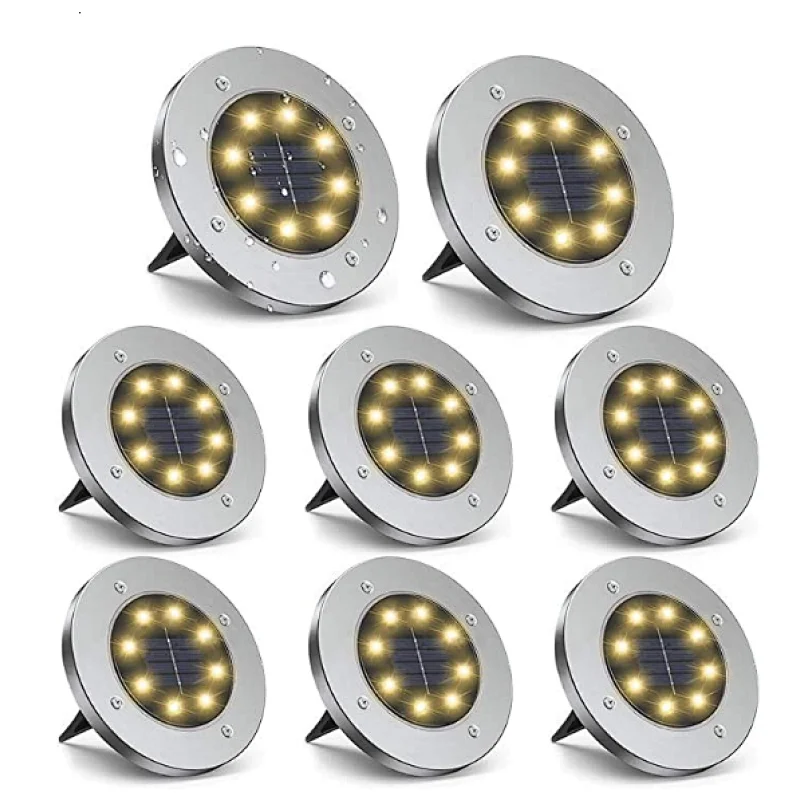 8 LED IP65 ground light landscape light for yard decoration Solar garden light disk outdoor waterproof
