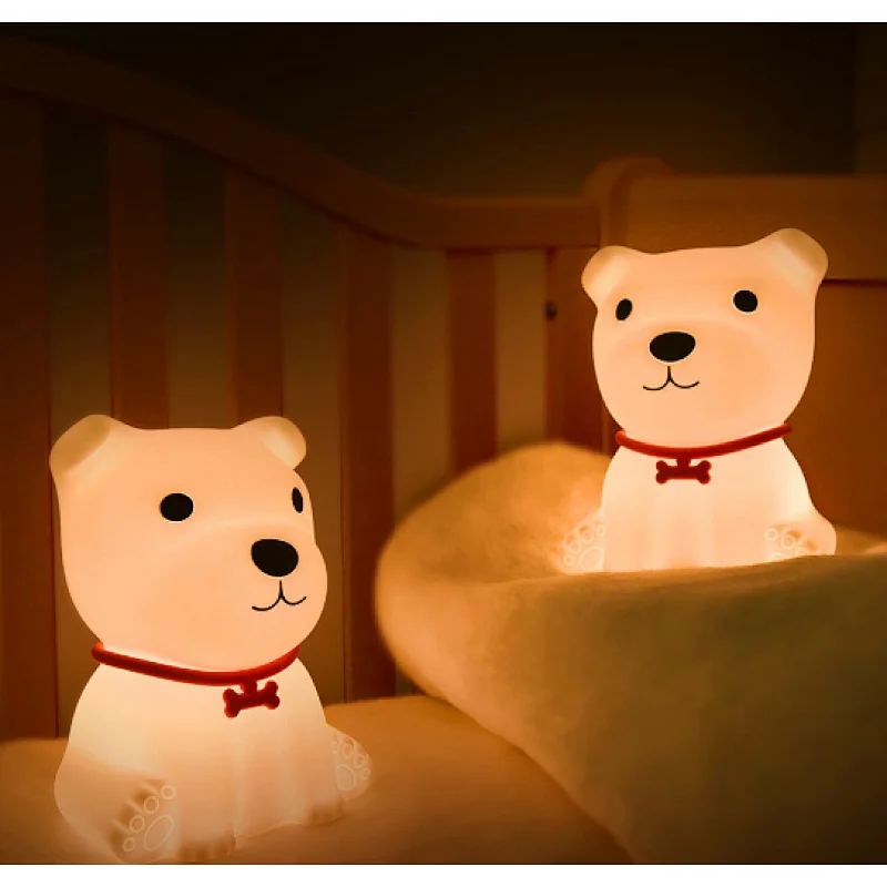 USB Rechargeable Silicone Night Light with Touch Sensor-Portable Puppy Lamp