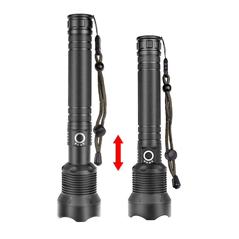 XHP70 high quality USB rechargeable flashlight LED custom 90000 lumens super bright zoomable