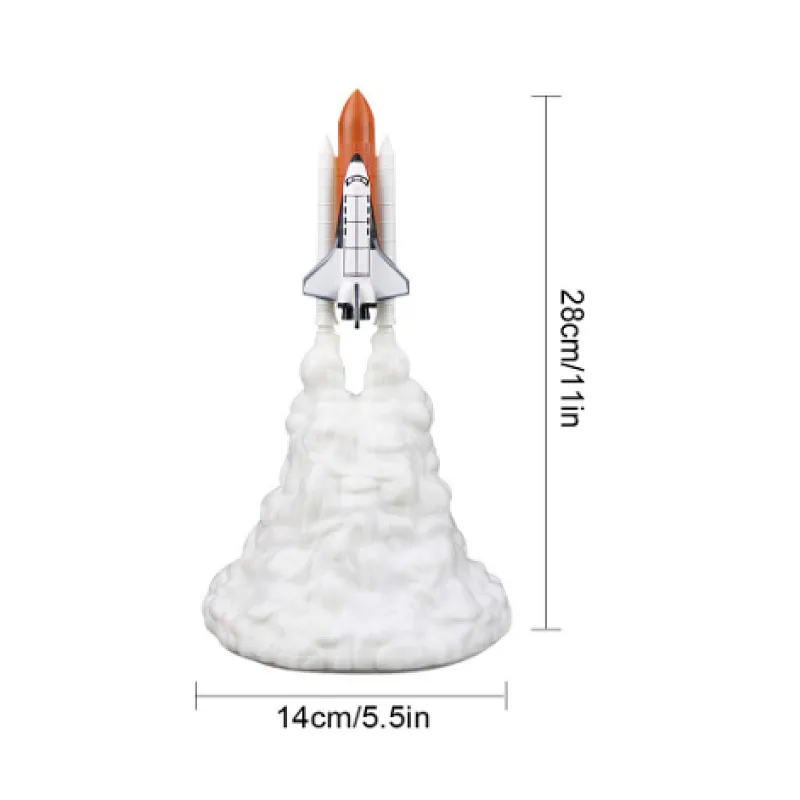 Creative 3D print rocket lamp space lamp night light moon lamp materials with USB rechargeable