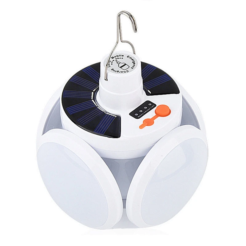 Portable hanging hook solar powered waterproof football tent LED camping lantern lamp