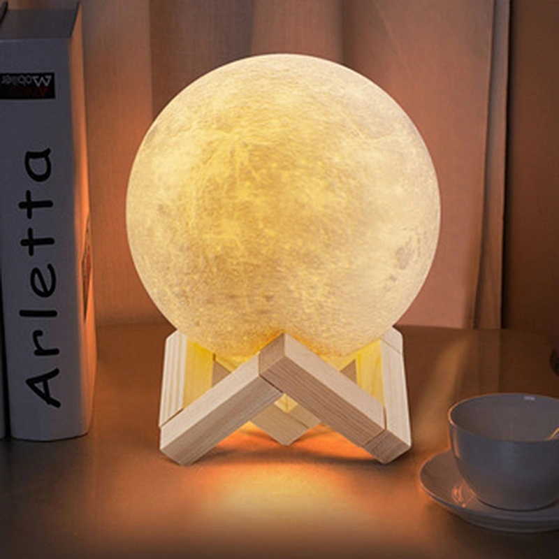 Hot selling colors changing ABS 3d printing moon table lamp