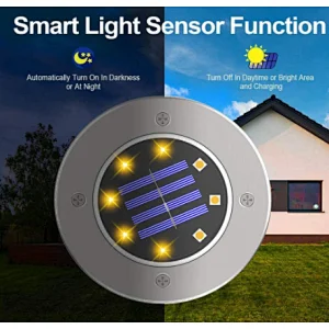 8 LED IP65 ground light landscape light for yard decoration Solar garden light disk outdoor waterproof
