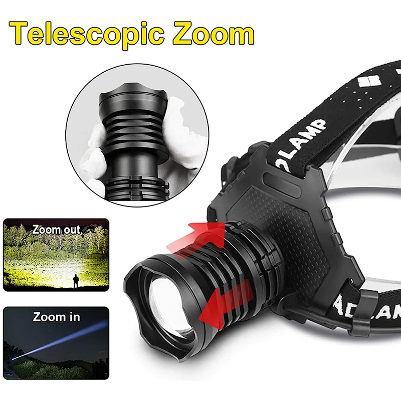 5 Modes multifunctional headlight with power bank function zoomable super bright p70 led headlamp