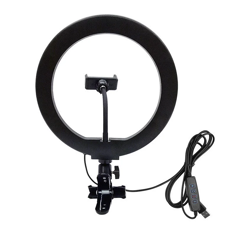 2900K-5600K dimmable video conference lighting kit with clip round led work light for remote working
