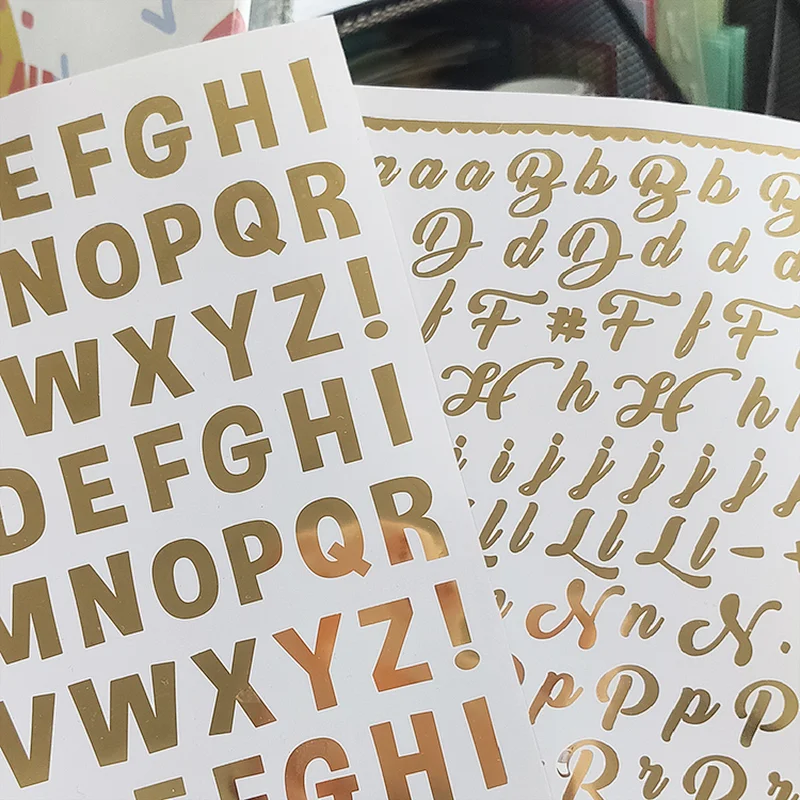 Custom Decals Journal Scrapbook Letters Waterproof Color Gold Foil Rub
