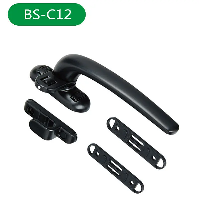 BS-C12 Aluminum Alloy Plastic Steel Push and Pull Inside and Outside Open Door Window Handle with Buckle 2pcs