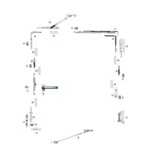 NKND-031 Exposed Hinge Tilt and turn Window Hardware with Spindle Handle