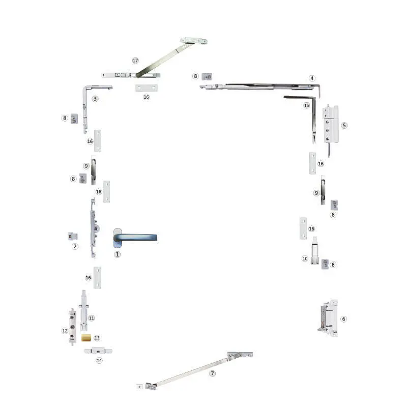 NKND-031 Exposed Hinge Tilt and turn Window Hardware with Spindle Handle
