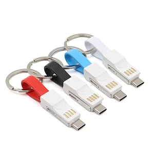Magnetic 3 in 1 keychain USb cable for iPhone