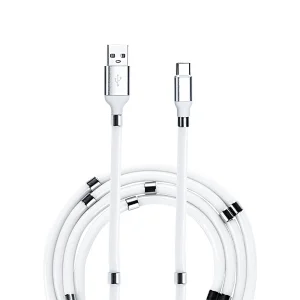 Easy to Store Magnetic Lightning, USB C, Micro phone charging cable