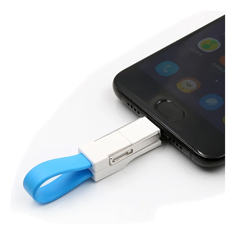 Magnetic 3 in 1 keychain USb cable for iPhone