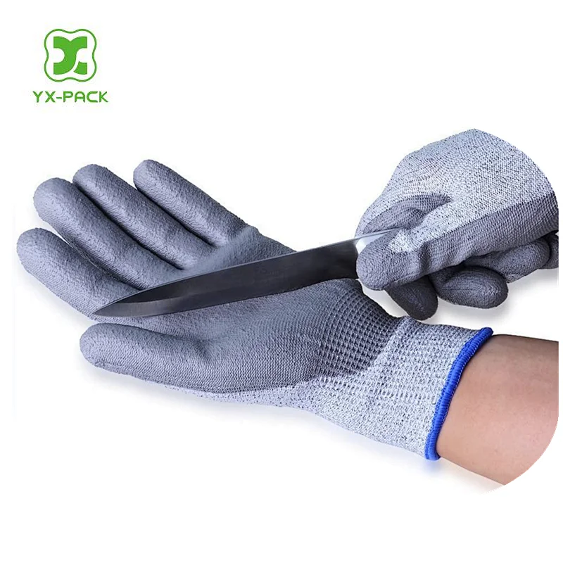 Anti cut glove with pu palm dipping
