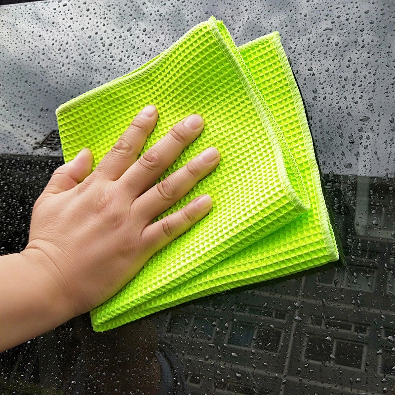 Waffle weave car detailing microfiber cleaning towel