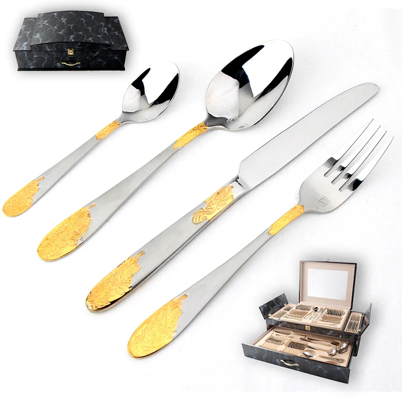gold plated cutlery set,gold plated silverware,gold plated cutlery,24k