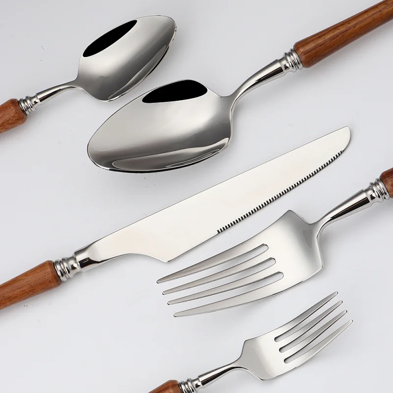 Real wooden handle cutlery set with forged process