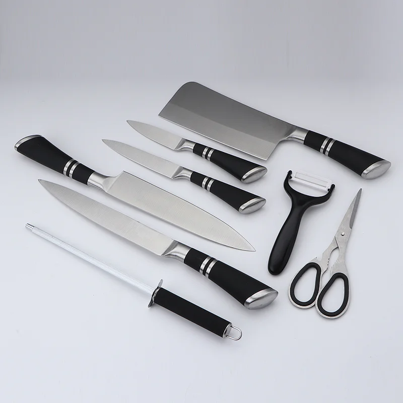 9pc stainless steel hollow handle kitchen knife set with color coating
